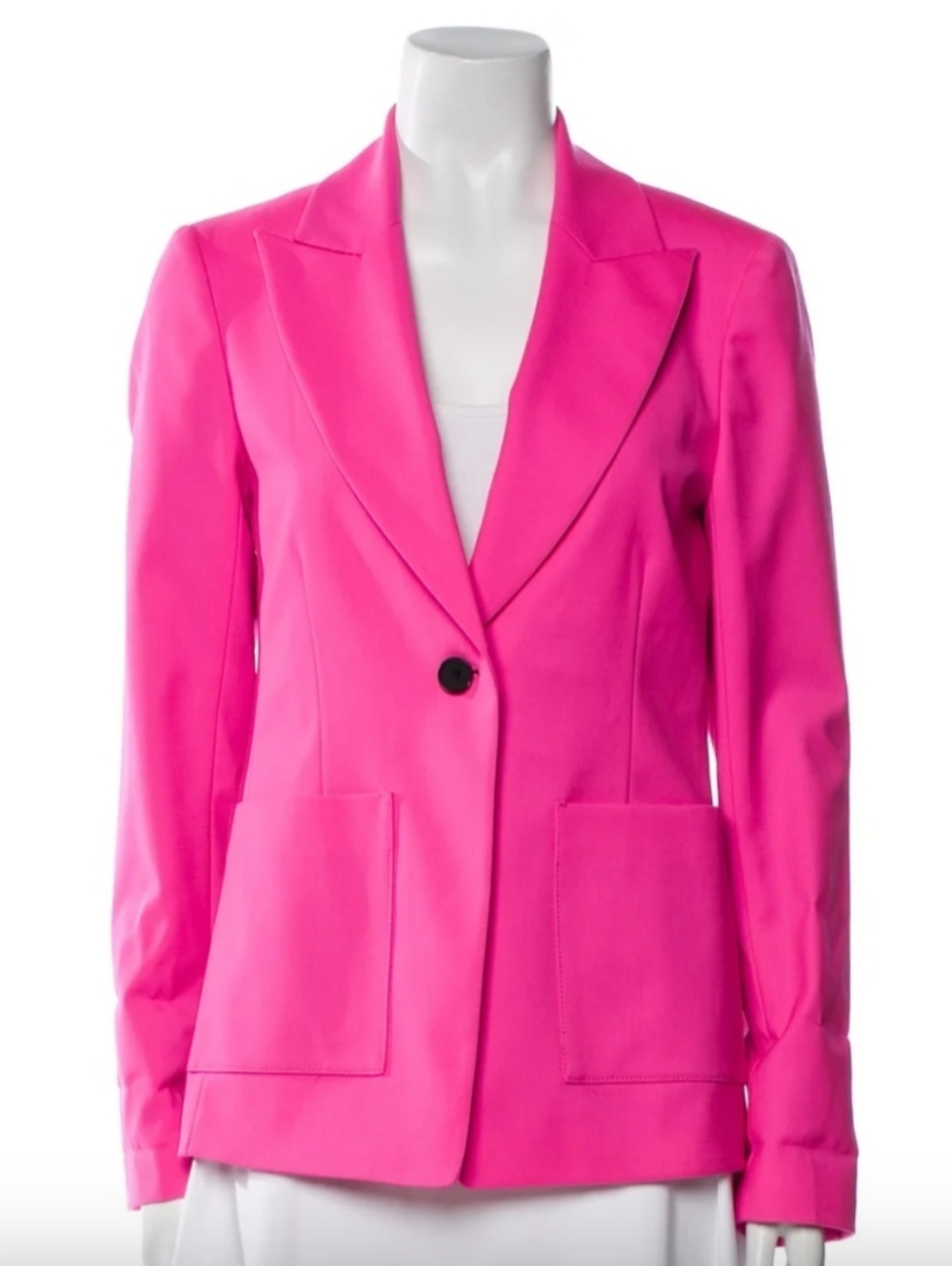Argent Barbie Pink Wool Gabardine Italian Fabric One Button Blazer Jacket Sz 10